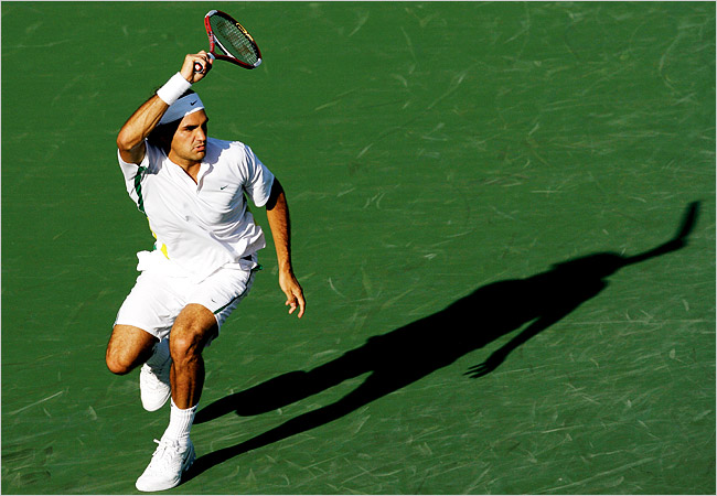 Federer in azione col dritto www.nytimes.com