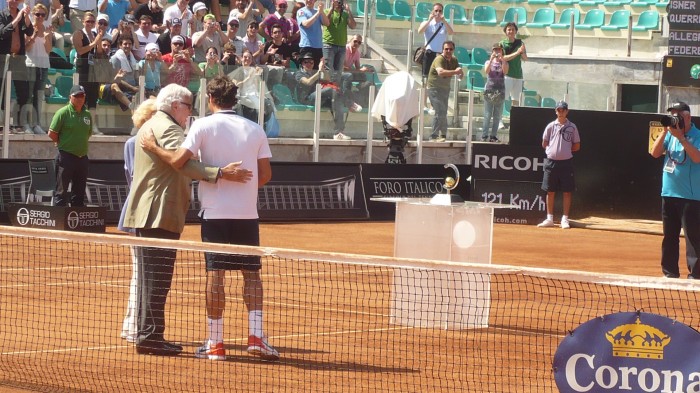 Nicola Pietrangeli e Roger Federer a Roma www.tennisworlditalia.com